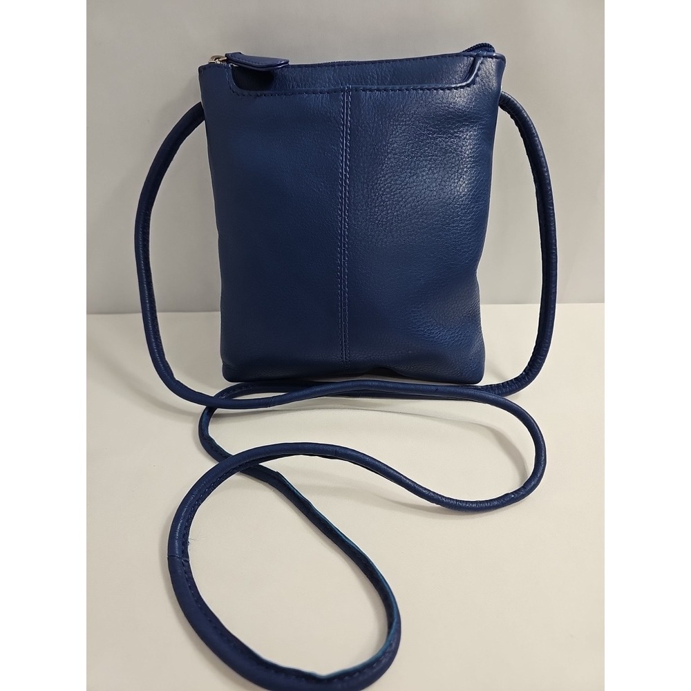 EUC Pielino Royal Blue Genuine Leather Handbag/Crossbody‎ Purse W/Pockets